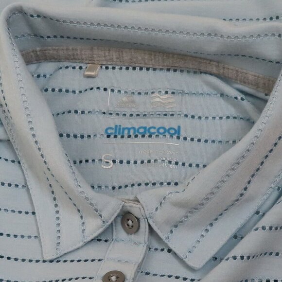 Adidas Womens Small Climacool Perforated Short Sleeve Blue Polo Tennis Shirt Top - Picture 7 of 10